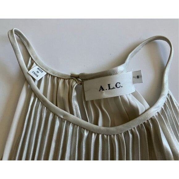 ALC Weston Dress Silver Size 8 Pleated Metallic Revolve - Picture 7 of 8